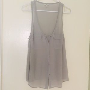 Joie light gray silky button up tank top